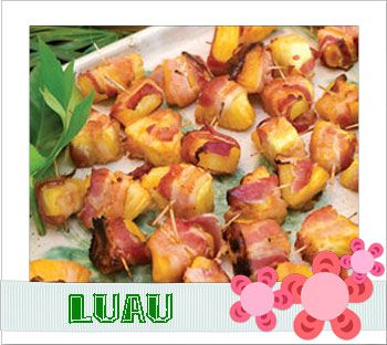 Luau Appetizers, Hawaiian Appetizers, Hawaiian Party Food, Tropisk Fest, Bacon Wrapped Pineapple, Luau Party Food, Luau Food, Hawaiian Dishes, Hawaiian Luau Party