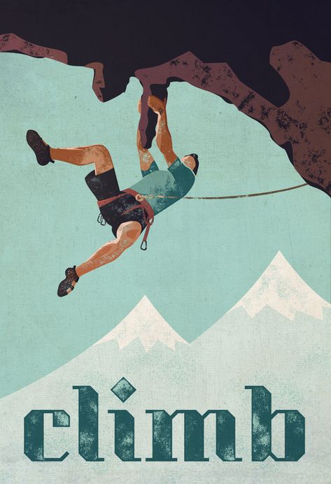 Rock Climbing Art, Panjat Tebing, Climbing Art, Rock Climbing Wall, Poster Store, Style Rock, 자수 디자인, Canvas Wall Decor, Rock Climbing