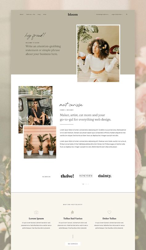 Boho Wordpress Theme, Website Theme Ideas, Blog Home Page Design, Blog Aesthetic Layout, Website Aesthetic, Blog Layout Design, Wordpress Templates, Template Wordpress, Creative Website Design