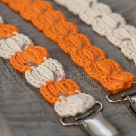 Crochet Pacifier Clip Pattern Free, Pumpkin Pacifier, Swedish Crochet, Pacifier Holder Pattern, Crochet Pacifier Holder, Crochet Pacifier, Crochet Pacifier Clip, Baby Pacifier Clip, Easy Crochet Baby