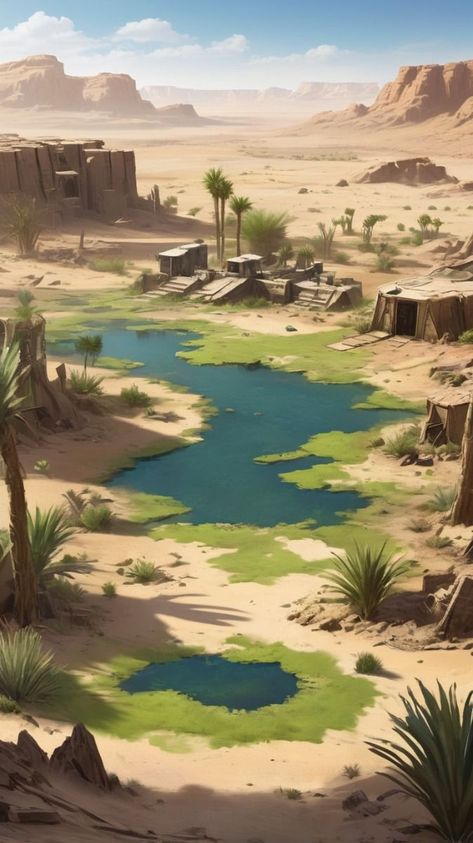 Desert Civilization Concept Art, Desert Environment Concept Art, Desert Post Apocalyptic, Desert Ship, Dry Earth, Apocalypse Illustration, Cracked Earth, Environment References, Hidden Oasis