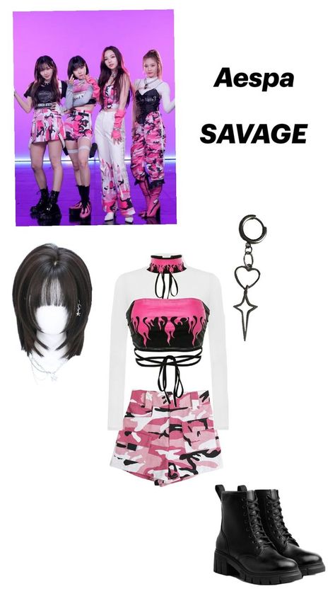 Aespa savage inspired outfit Aespa Outfits, Aespa Savage, Concert Looks, Inspired Outfits, Kpop Outfits, Character Outfits, School Outfit, Concert Outfit, Dress To Impress