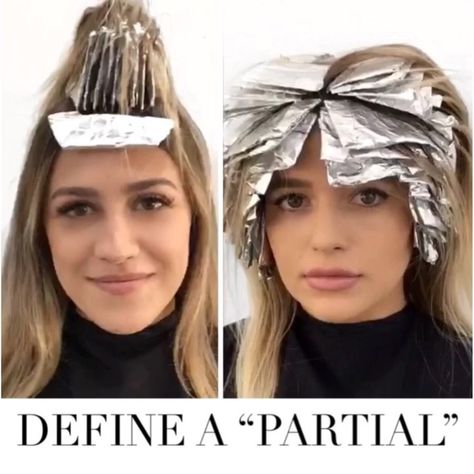 Foils Vs Balayage, Partial Blonde Highlights, Heavy Blonde Highlights, Head Of Highlights, Hair Color Placement, Highlights On Brown Hair, Partial Balayage, Blonde Foils, Partial Highlights