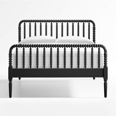 Jenny Lind Kids Black Full Bed + Reviews | Crate and Barrel Utah Farmhouse, Wood Spindle Bed, Kids Twin Bed Frame, Jenny Lind Bed, Black Queen Bed, Black Metal Bed, Spindle Bed, Kids Twin Bed, Black Bed Frame