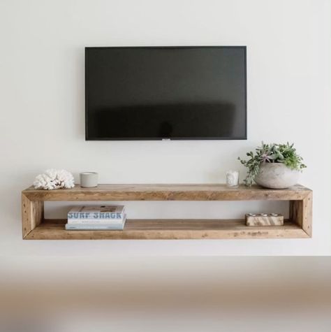 Floating Shelves Tv Wall, Floating Shelves Tv, Floating Shelves Living Room, Hemma Diy, Tv In Bedroom, Small Living Room Decor, Tv Wall Design, Tv Decor, Living Room Tv Wall