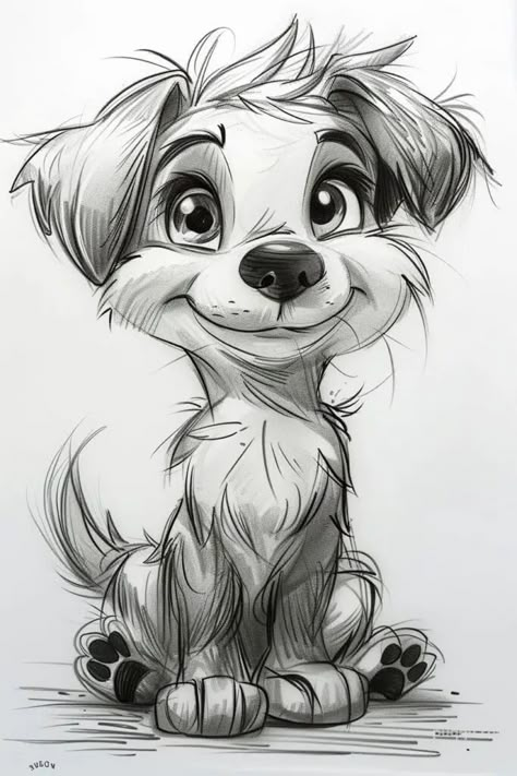 Cute And Easy Doodles, Cartoon Dog Drawing, Dog Caricature, Horse Cute, Doodles To Draw, Simple Drawing Ideas, Easy Doodles, Easy Doodles Drawings, Animal Drawing