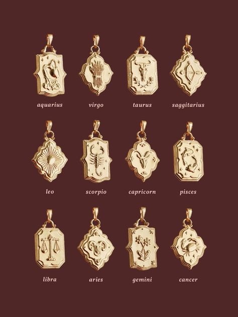 Our Zodiac-inspired pendants are a unique way to wear your sun, moon and rising signs, or layer up all three! The perfect gift for an astrology lover. Prefer to pick your favourite design? We haven’t engraved the name or symbol of the zodiac sign on the pendants themselves so whether you're treating yourself or gifting a friend, simply choose a design you love the most and wear without the zodiac association. The designs for this collection are inspired by decorative tiles, Hannah designed and h Unique Pendant Design, H Symbol, Sun Moon Necklace, Sun Moon And Rising, Rising Signs, Playful Jewelry, Bijoux Art Nouveau, Astrology Jewelry, Astrology Necklace