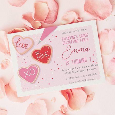 Valentine's Day Cookie Decorating Birthday Party Invitations Valentine’s Day Party Invitation, Valentines Party Invite, Valentine’s Day Invitation, Valentines Cookie Decorating Party, Cookie Decorating Birthday Party, Cookie Decorating Birthday, Decorating Birthday Party, Valentine Party Invitations, Honeymoon Avenue