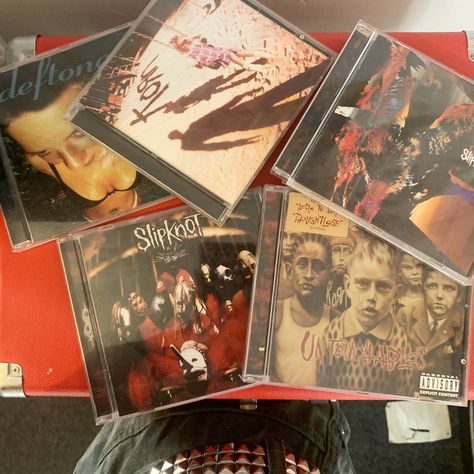 slipknot korn instagram cds metal numetal deftones alt goth emo Metal Playlist, Spider Bites, System Of A Down, Music Aesthetic, Parental Advisory Explicit Content, Mall Goth, Slipknot, Music Is Life