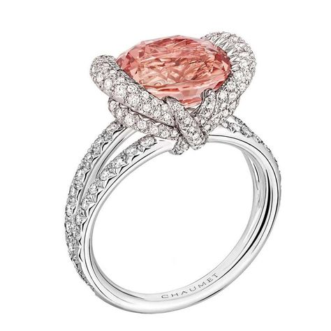 Chaumet Liens padparadscha ring in white gold Wedding Jewellery Designs, High Jewelry Ring, High Jewellery, Padparadscha Sapphire, Harry Winston, White Gold Jewelry, Sapphire Jewelry, Engagement Rings Sapphire, High Jewelry