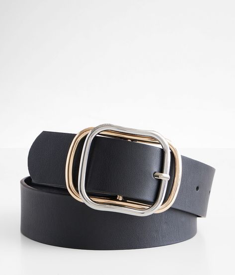 BKE Mixed Metal Buckle Belt - Women's Belts in Black | Buckle Womens Black Belt, Circle Belt, Women's Belts, Belt For Women, Metal Belt, Conversion Chart, Women's Belt, Buckle Belt, Mixed Metals