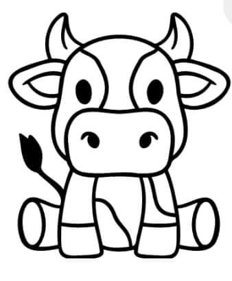 Cow Drawing Easy, Cow Coloring Pages, Cow Drawing, Cow Face, Cow Pictures, Cartoon Cow, Simple Line Drawings, Coloring Page Ideas, Cow Art