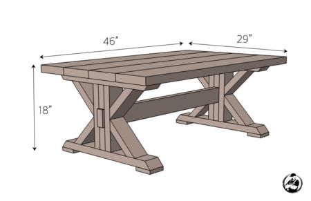 Trestle Table Plans, Wood Crate Coffee Table, Diy Esstisch, Diy Farmhouse Coffee Table, Farmhouse Table Plans, Coffee Table Plans, Farmhouse Tables, Diy Dining Table, Diy Farmhouse Table