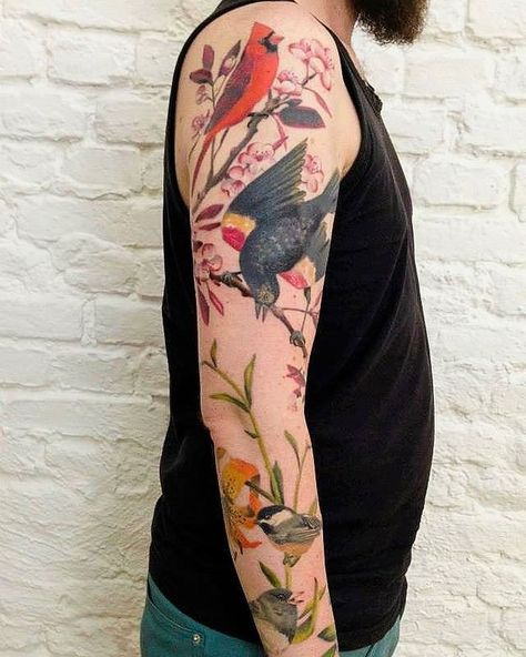 Julia Toebel (@juliatoebel) • Instagram photos and videos Botanical Sleeve, Illustrative Tattoos, Female Tattoo Artist, Kunst Tattoos, Illustration Tattoo, White Cherry Blossom, Female Tattoo Artists, Modern Tattoos, Female Tattoo