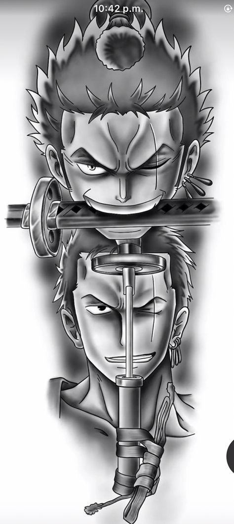 Roronoa Zoro Tattoo Ideas, Zoro Tattoo Design, Roronoa Zoro Tattoo, Zoro Tattoo, Tato Realis, Stippling Tattoo, Samurai Tattoo Design, Band Tattoo Designs, Manga Tattoo