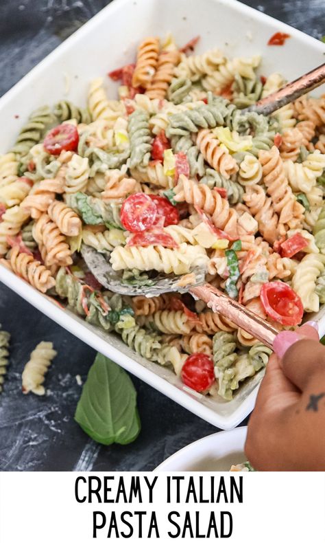 Homemade Italian Pasta Salad, Pasta Salad Recipes Creamy Italian, Best Pasta Salad Dressing Recipe, Italian Ranch Pasta Salad, Pasta Salad For 20 People, Quick Italian Pasta Salad, Fettuccini Pasta Salad, Pasta Salad With Creamy Dressing, Pasta Salad Dressing Recipe Vinaigrette