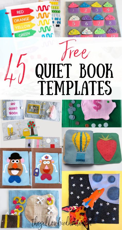 45 Free Quiet Book Templates. A collection of the best free felt quiet book pages to make and sew. DIY quiet book instructions and patterns for beginners. Design your own felt quiet book by mix and matching these free templates. Diy Quiet Book, Diy Busy Books, Quiet Book Pages, Felt Quiet Book, Quiet Book Templates, Diy Quiet Books, Baby Quiet Book, Book Templates, Quiet Book Patterns