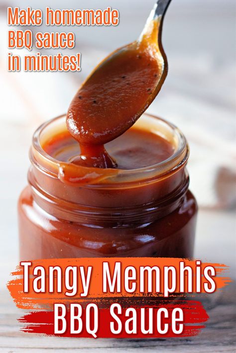 Homemade BBQ Sauce Recipe is a perfect way to add big flavor to your barbecue or any recipes that call for BBQ sauce. So easy to make in 10 minutes in one pot, you'll be making your own BBQ sauce from now on! Wing Sauces Homemade, Tangy Bbq Sauce Recipe, Memphis Bbq Sauce, Barbecue Sauce Recipe Easy, Home Made Bbq Sauce, Barbeque Sauce Recipe, Easy Bbq Sauce, Bbq Sauce Homemade Easy, Memphis Bbq