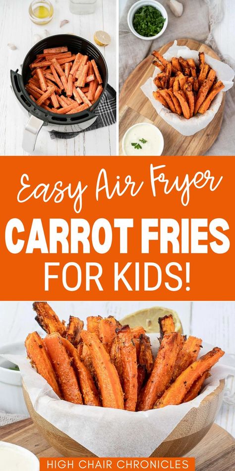 Air Fryer Carrot Fries, Vegetables For Dinner, Healthy French Fries, Fries In The Air Fryer, Meal Plan For Toddlers, Veggie Side Dish, Toddler Picky Eater, Picky Toddler Meals, Carrot Fries