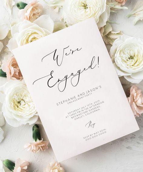 Engagement Party Invitation by Make Me Digital https://etsy.me/2R5DoNc #papergoods #engagement #flat #vertical #engagementinvites #engagementcards #engagementparty #invitationtemplate #invitationprintable Library Shop, Engagement Party Planning, Elegant Engagement Party, We're Engaged, Holi Party, Engagement Invitation Template, Bachelorette Invitations, Wedding Announcement, Calligraphy Wedding Invitation