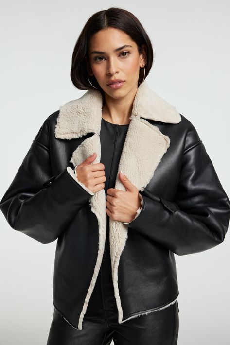 Cropped Biker Jacket, Aviator Jacket, Plus Size Winter, Aviator Jackets, Shearling Coat, Sherpa Lined, Shearling Jacket, Inspiration Mode, Women's Coats & Jackets