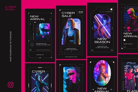 Cyberpunk - Instagram Stories Pack, Social ft. cyberpunk & instagram - Envato Elements Cyberpunk Social Media Design, Dj Events, Portrait Photo Editing, Story Elements, Cyberpunk Style, Typography Graphic, Envato Elements, Packaging Design Inspiration, Graphic Design Branding