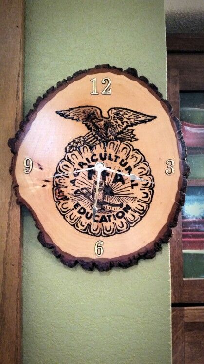 I made something just like this with the FFA emblem, just didn't make it into a clock Ffa Fundraiser, Ffa Emblem, Agriculture Education Classroom, Agriculture Classroom, Ag Mechanics, Ag Education, Ag Teacher, Something Just Like This, Auction Projects