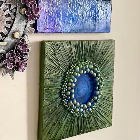 Diy Wall Unit, Diy Wall Tile, Multi Canvas Painting, 3d Wall Art Sculpture, Wall Art Diy Paint, Cd Crafts, Mixed Media Art Canvas, Wall Decor Diy, Flower Drawing Design