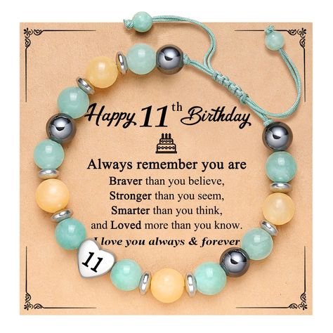 PRICES MAY VARY. 【Birthday Gifts for 11 Year Old Girls】-- "Always remember you are braver than you believe, stronger than you seem, smarter than you think, and loved more than you know." This beautiful and meaningful bracelet represents your wishes for her 11th birthday, the best gift for your girl! 【Heart Bracelet】-- Beautiful bracelet and sweet number heart express your love to your girl, perfect birthday gift for daughter/ granddaughter/ sister/ niece/ friends on birthday. 【Suitable Size】-- O Happy 11th Birthday, Birthday Gift For Daughter, 16th Birthday Card, Birthday Wishes For Daughter, Happy 13th Birthday, Happy 10th Birthday, 18th Birthday Cards, Happy 16th Birthday, Happy Birthday Wishes Cards