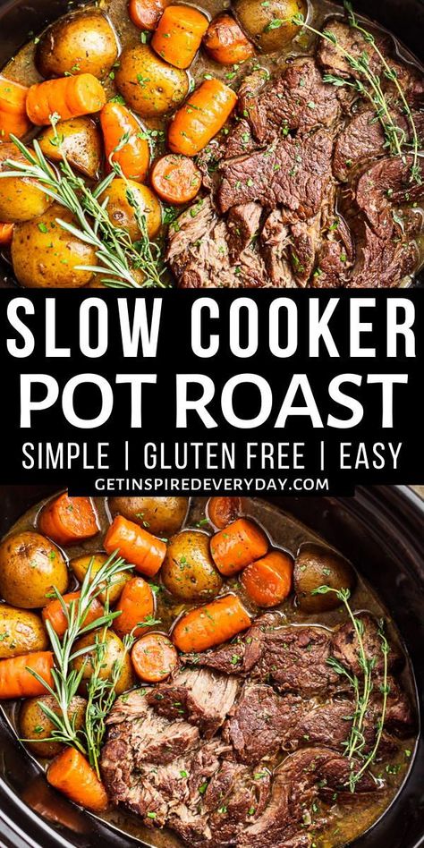 Pot Roast Video, Gluten Free Crock Pot Recipes, Gluten Free Gravy, Pot Roast Crock Pot Recipes, Chuck Roast Recipes, Slow Cooker Pot Roast, Pot Roast Recipe, Cooking A Roast, Slow Cooker Roast