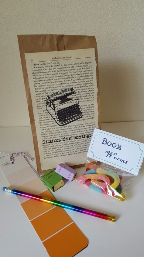 Book Theme Snacks, Bookmark Party Favors, Book Themed Games, Bookish Birthday Party, Book Party Food, One For The Books Birthday Theme, Mobile Bookshop, Paint Chip Bookmarks, Matilda Party