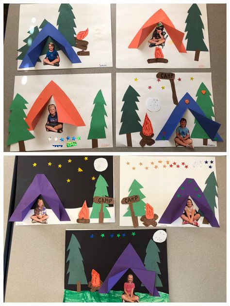 Preschool Tent Craft, Camping Activity Preschool, Tent Crafts For Preschool, Camping Tent Craft Preschool, Camp Out Classroom Ideas, Camping Art Projects For Kids Preschool, Camp Preschool Crafts, Camp Theme Crafts Preschool, Camp Day Kindergarten