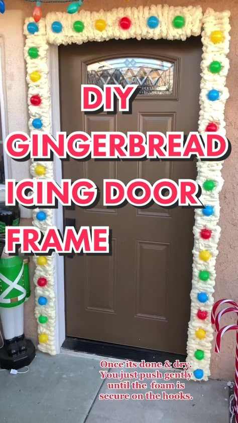 Decorating Your House Like A Gingerbread House, Gingerbread Mailbox Diy, Inside Gingerbread House Ideas, Giant Candy Decorations Diy Christmas, Diy Christmas Parade Float Decorations, Spray Foam Gingerbread House, Gingerbread Outside Decor, Gingerbread Yard Decorations Diy, Gingerbread House Trunk Or Treat