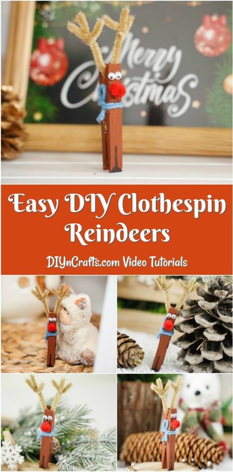 Charming DIY Clothespin Reindeer Ornaments Reindeer Ornaments Diy, Clothespin Reindeer, Reindeer Clothespin, Clothes Pin Ornaments, Clothespin Crafts Christmas, Christmas Crafts Sewing, Christmas Clothespins, Christmas Reindeer Decorations, Reindeer Ornament