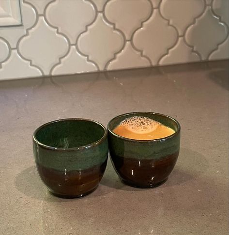 Espresso cups are making an appearance ☕️ These little cuties will be sold in pairs. Are there any espresso lovers out there? #espresso #espressocups #potteryespressocup #pottery #ceramic #nespresso #nespressomoments #northbay #smallbatchpottery Pinch Pot Espresso Cup, Espresso Ceramic Cups, Clay Espresso Cups, Pottery Espresso Cups, Espresso Gifts, Espresso Cups Ceramic, Ceramic Espresso Cups, Espresso Love, Ideas For Ceramics