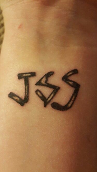 JSS Tattoo - The Walking Dead this would be cool because its like in the show when it was written with the turtle bones...ew... (For the tattoo we will say sticks) but I can't decide if I want that or if I want it in pretty lettering and all written out The Walking Dead Tattoo Jss, Twd Small Tattoo, Twd Jss Tattoo, Bones And All Tattoo, Twd Inspired Tattoos, And Yet I Smile Tattoo, The Walking Dead Game Tattoo, Jss Twd Tattoo, Tatuagem The Walking Dead