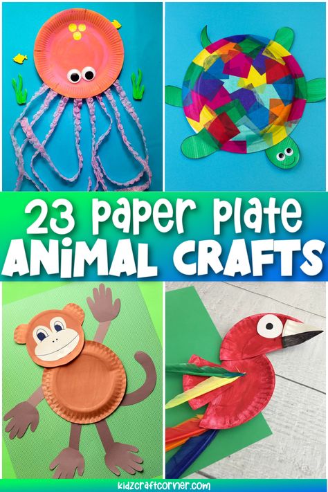 Paper Plate Zoo Animal Crafts, Paper Plate Animals Crafts, Animal Paper Plate Crafts, Plate Animal Crafts, Shapes Preschool Crafts, Paper Plate Animal Masks, Arts And Crafts For Kids Easy, Kreativne Ideje, First Grade Crafts