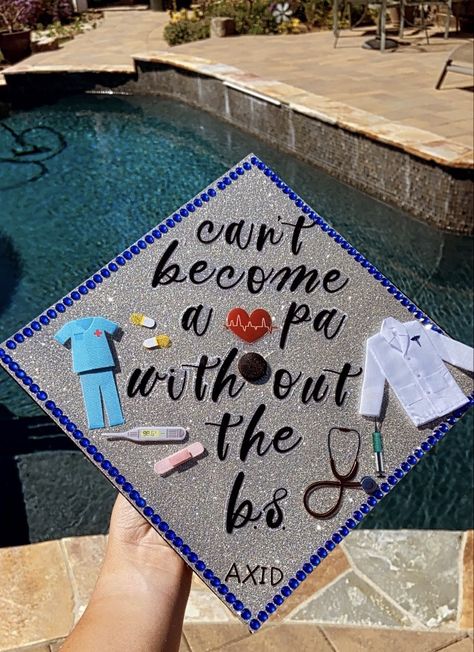 Bachelor Of Science Graduation Cap, Biology Degree Graduation Caps, Future Pa Graduation Cap, Biology Graduation Cap Ideas, Healthcare Administration Graduation Cap, Undergrad Cap Ideas, Pa Graduation Cap, Biology Cap Decoration, Graduation Cap Designs College Medical