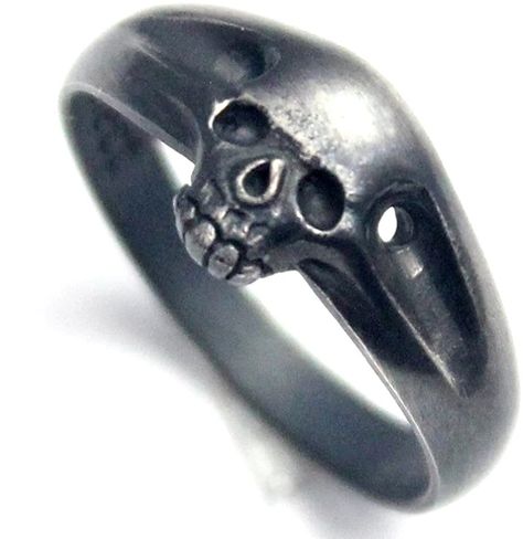 PRICES MAY VARY. APPROXIMATE SIZE - width of the ring 9mm(0.35nch), Weight 4 gram MATERIAL- 925 sterling silver (Fumed silver) SPECIFICATION - A Smoked 925 sterling silver Small Skull Rings for women and men black skull rings on your pinky, index and thumb fingers for a casual everyday look. One or two silver rings would work well on your hand. Skull   Known in Mexico as the Mexican Skull, it lights up the streets on the Day of the Dead.   In the Jewish Kabbalah, it means 'rebirth', and it is sa Jewish Kabbalah, Hand Skull, Black Skull Ring, Mexican Skull, Skull Rings, The Day Of The Dead, Mexican Skulls, Small Skull, Biker Rings