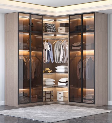 Closet Designs L Shaped, Mdf Wardrobe Design Bedroom, Dressing Design For Bedroom, L Shape Wardrobe Design, Dressing Cupboard, L Shape Wardrobe, Glass Wardrobe Design, Wardrobes Ideas, Wardrobe Inside