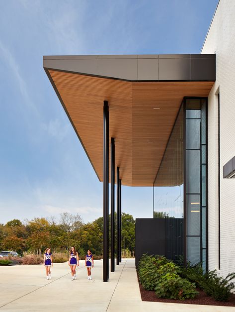 Gallery of Christ Presbyterian Academy Fine Arts Center / Hastings - 3 Building Entrance Design Architecture, Building Canopy Design, Exterior Column Design, Entrances Architecture, Public Building Architecture, Concourse Design, Entry Architecture, Castlemartyr Resort, Building Entrance Design