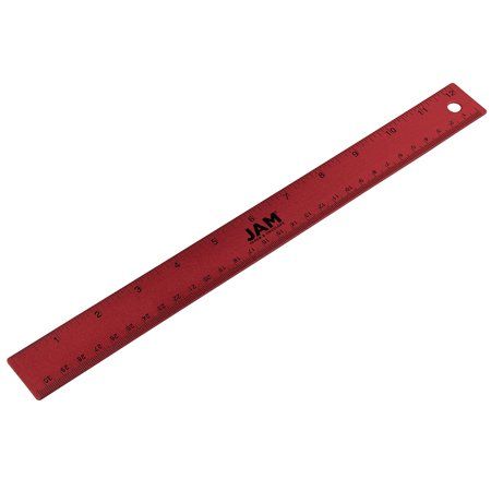 JAM Paper Non-Skid Red Stainless Steel 12 Inch Ruler is the accurate measuring tool you need for your everyday math problems at school, home or work! One foot long, this shiny and semi-flexible ruler is easy to store away in a drawer, bag, desk and locker. It contains both inch and centimeter marks and a non-skid back that'll prevent it from sliding when you need it to hold still. This ruler is stainless steel and feature rounded corners, so you won't have to worry about it easily snapping in ha Flexible Ruler, Everyday Math, Inch Ruler, Office Setting, Jam Paper, Math Problems, Paper Envelope, Measurement Tools, Paper Envelopes