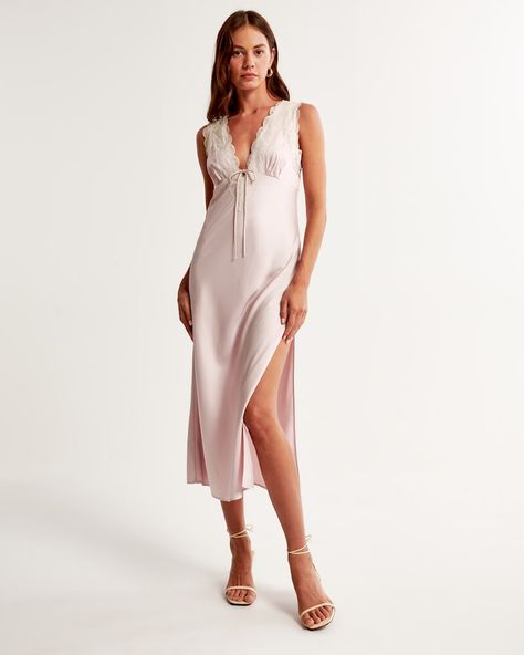 Women's Contrast Lace Slip Midi Dress | Women's Dresses & Jumpsuits | Abercrombie.com Slip Midi Dress, American Clothing, Lace Slip, Womens Midi Dresses, Dress Romper, American Apparel, Women's Dresses, Abercrombie Fitch, Jumpsuit Dress