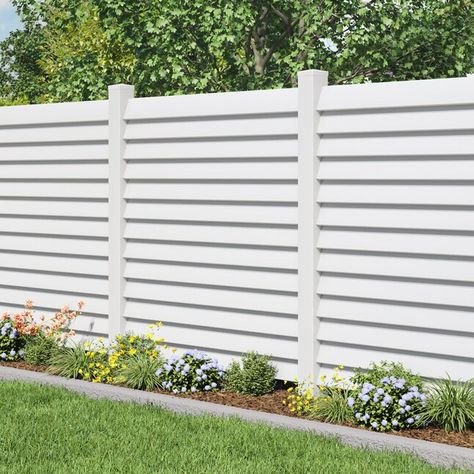 Freedom Louvered 6-ft H x 6-ft W White Vinyl Flat-top Fence Panel in the Vinyl Fencing department at Lowes.com