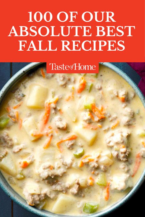 Make the most of the season's hearty produce and spicy flavors with our fall dinners, appetizers, desserts and much more. #falldinners #fallappetizers #falldesserts #fall #fallrecipes #desserts #appetizers Fall Food Crockpot Recipes, Fall Dishes For Dinner, Quick And Easy Fall Soups, Great Fall Recipes, Fall Flavors Dinner, The Best Fall Recipes, Friend Dinner Recipes, Everything Fall Autumn, Easy Fall Casseroles