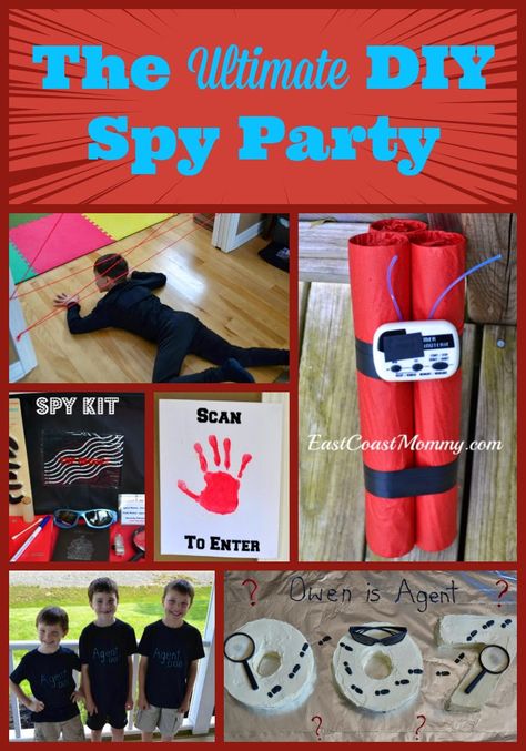 This post is full of easy, inexpensive, and {awesome} DIY spy party ideas. So much fun! Spy Kids Party, Geheimagenten Party, Secret Agent Party, Spy Birthday Parties, Detective Party, Spy Kit, Mommy Diy, Spy Party, Spy Kids