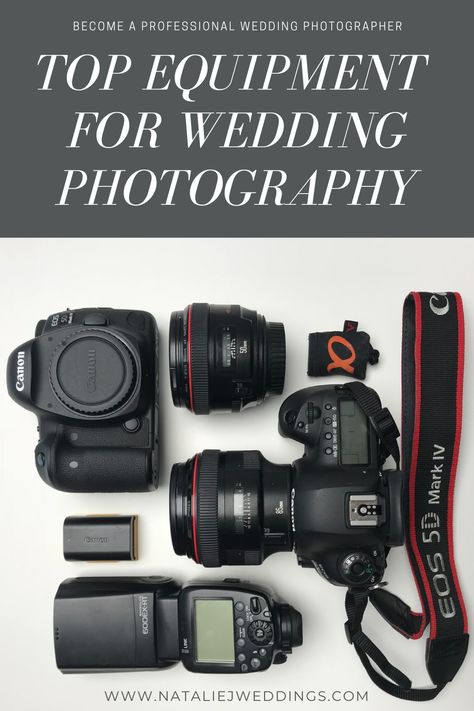 Equipment for wedding photography - professional camera gear for top weddings photographers. Canon, cameras, which lenses to use, flash lighting accessories, Camera Gear Photography Equipment, Camera Lenses Canon, Canon Cameras, Professional Camera, Photography Professional, Photographer Camera, Wedding Albums, Nikon Dslr, Photography Tools