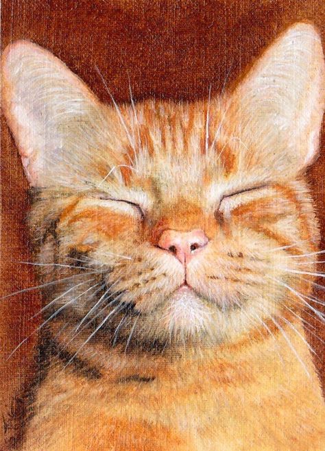 Artist-Atelier Su-art Animals In Art, Rudy Kot, Ginger Cat Art, Cat Portrait Painting, Artist Trading Card, Cat Art Illustration, Card Print, Copy Paper, Watercolor Cat