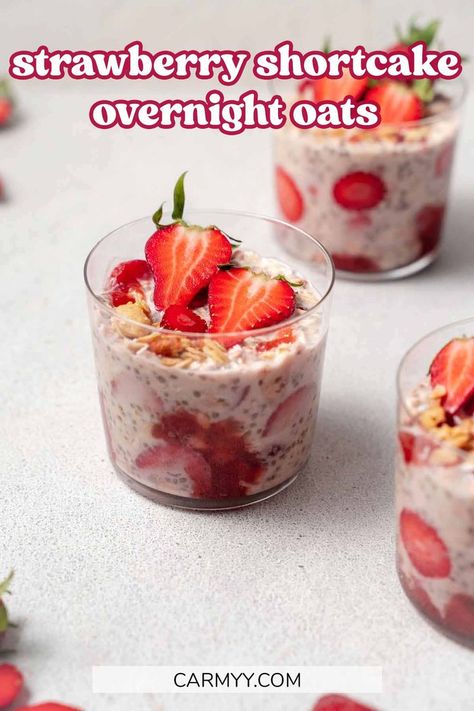 Overnight Oats Strawberry, Strawberry Shortcake Overnight Oats, Overnight Oats With Water, Oats Strawberry, Strawberry Overnight Oats, Ultimate Breakfast, Oats Recipe, Over Night, Overnight Oats Recipe