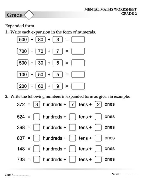 Expanded Form Math Worksheets Grade 2 504238 Expanded Form Math, Numbers In Expanded Form, Expanded Form Worksheets, Worksheet For Class 2, Third Grade Worksheets, Mental Maths Worksheets, Place Value Worksheets, 3rd Grade Math Worksheets, Mathematics Worksheets